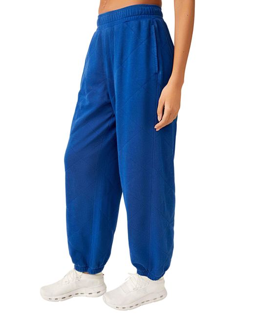 Free People Blue All Star Quilted Cotton Blend joggers