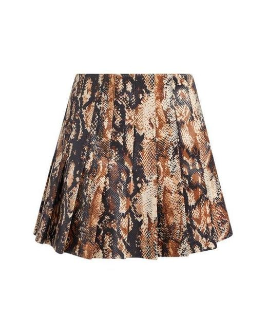 Alice + Olivia Multicolor Carter Snake Print Pleated Faux Leather Miniskirt