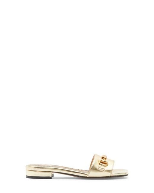 Roberto Cavalli Metallic Flat Slide Sandal