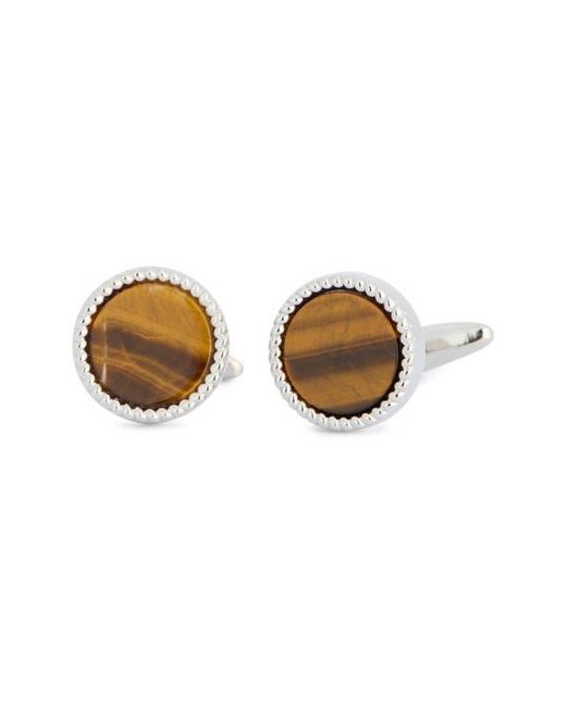 James Michael Multicolor Tiger's Eye Round Cuff Links for men