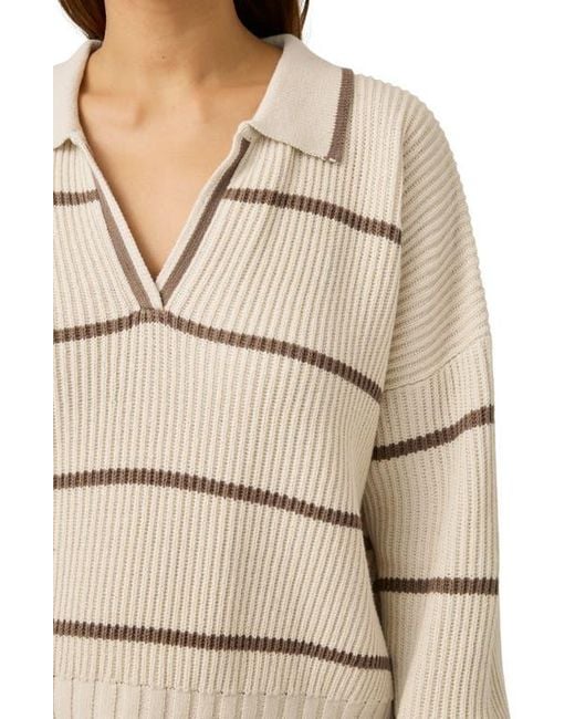 Splendid Natural X @Cellajaneblog Stripe Cotton Blend Polo Sweater