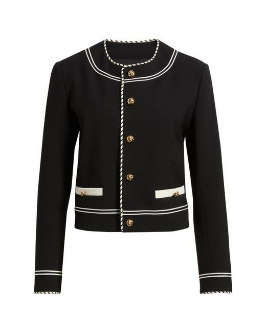 FRAME Black The Prim Crop Jacket