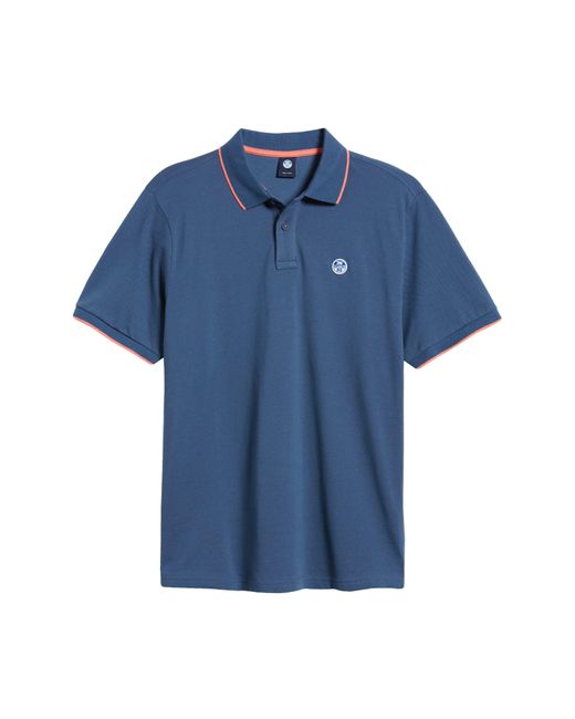 North Sails Blue Tipped Stretch Cotton Polo for men