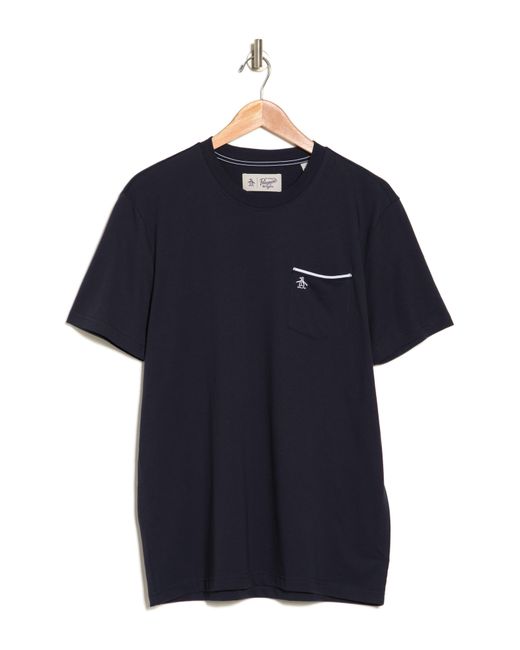 Original Penguin Blue Earl Tipped Pocket T-shirt for men