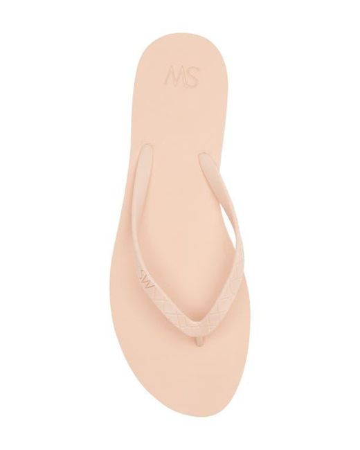 Stuart Weitzman Pink Embossed Croc Flip Flops