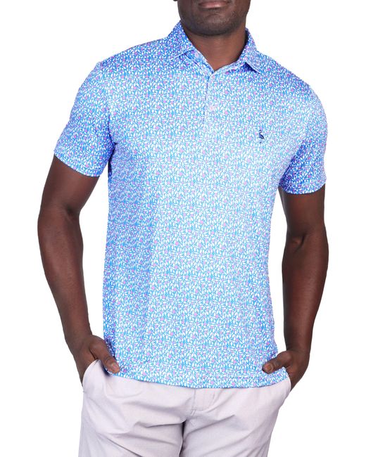 Tailorbyrd Blue Bowling Pins Performance Polo for men