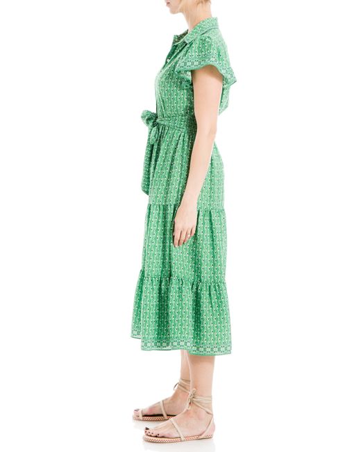 Max Studio Green Floral Tie Front Shirtdress