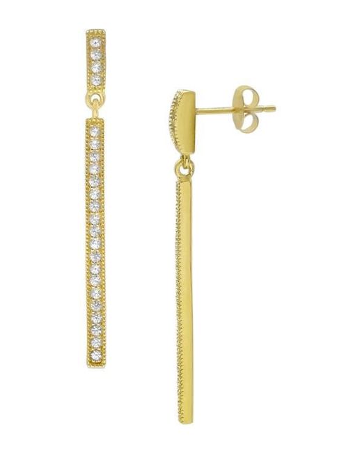 SAVVY CIE JEWELS Metallic 18K Vermeil Linear Cz Drop Earrings