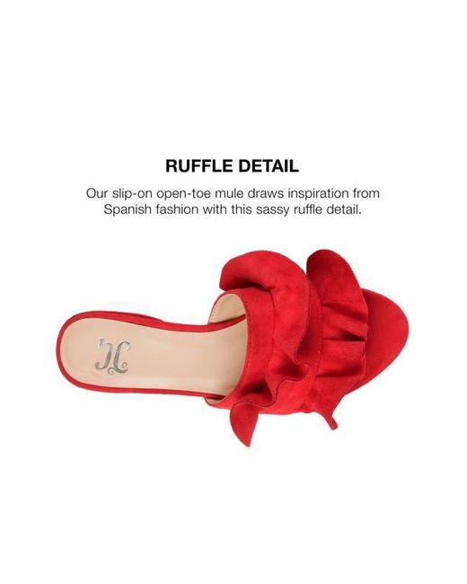 Journee Collection Red Sabica Ruffle Slide Sandal