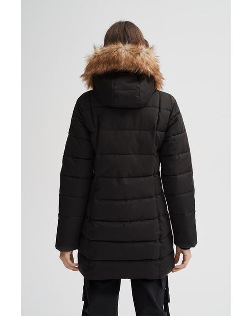 Noize Black Hannah Faux Fur Trim Hooded Parka