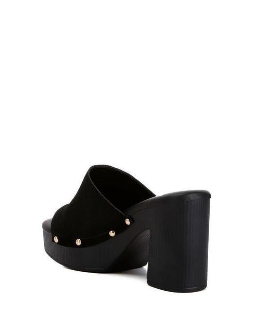 Rag & Co Black Cartera Suede Stud Mule