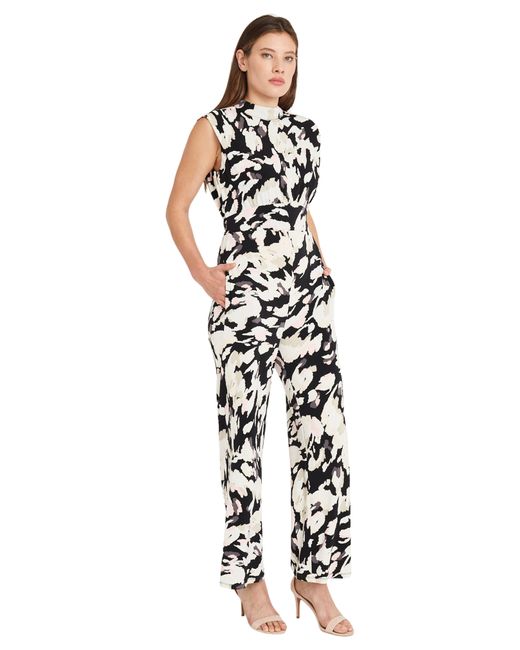 DONNA MORGAN FOR MAGGY White Mock Neck Sleeveless Jumpsuit