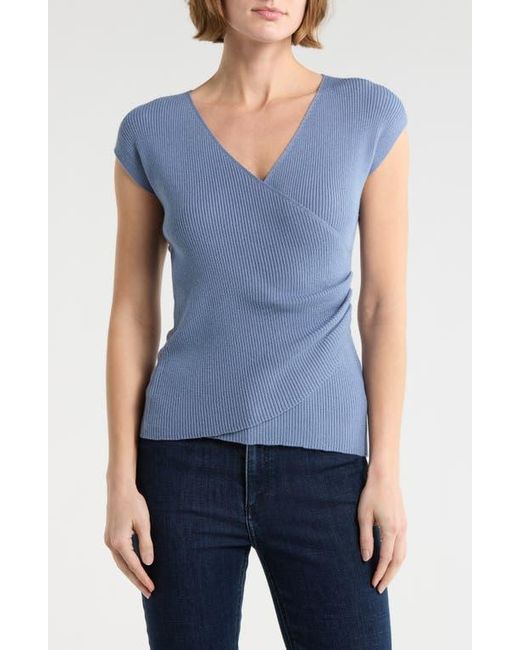 Max Studio Blue Cap Sleeve Wrap Sweater