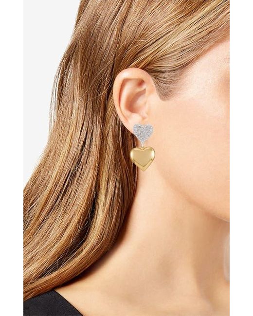 Guess Multicolor Two-Tone Heart Drop Earrings