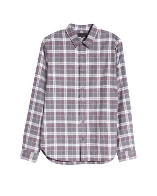 Vince Gray Mélange Plaid Cotton Button-up Shirt In Medium Heather Grey At Nordstrom Rack for men