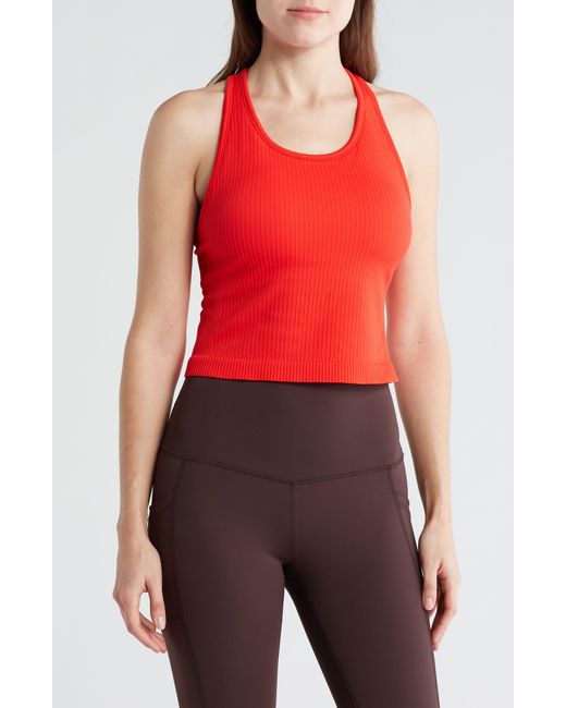 90 Degrees Red Racerback Cropped Tank With Bra