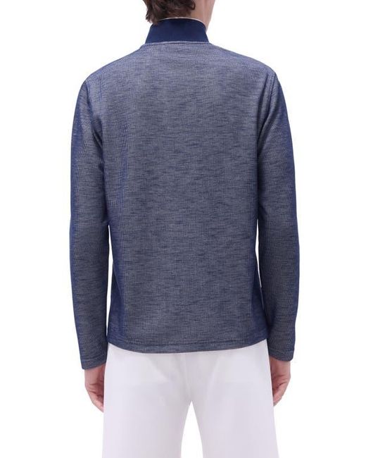 Bugatchi Blue Quarter Zip Performance Pullover for men