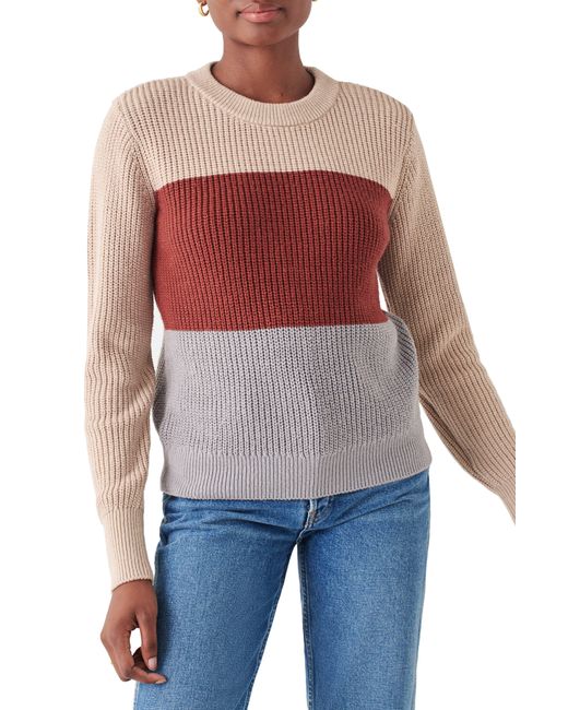 Faherty Brand Red Cozy Colorblock Cotton Blend Sweater