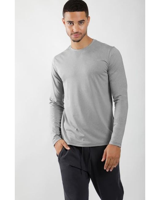 90 Degrees Gray Long Sleeve Crew T-Shirt for men