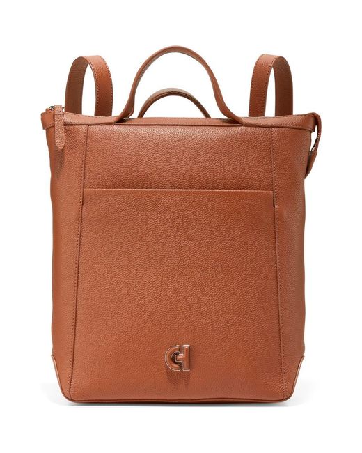 Cole Haan Brown Small Grand Ambition Leather Convertible Luxe Backpack