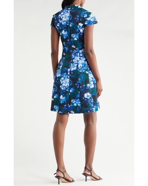 Vince Camuto Blue Cap Sleeve Scuba Dress