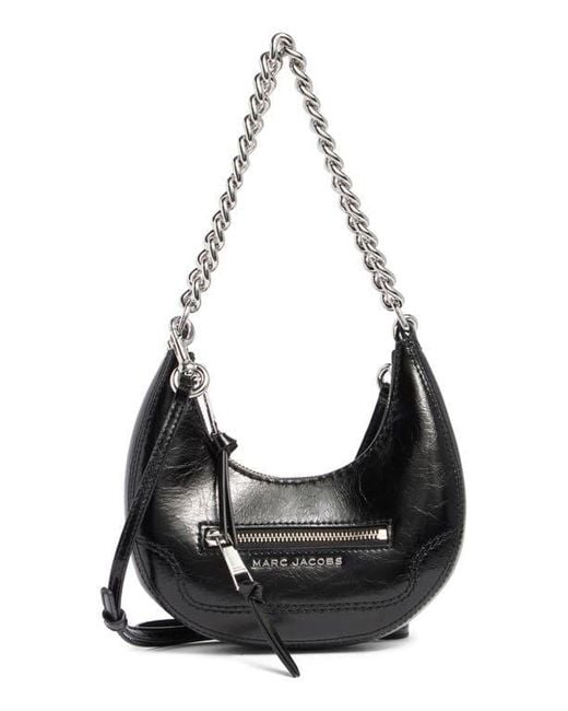 Marc Jacobs Black Mini Crescent Crinkle Leather Crossbody Bag