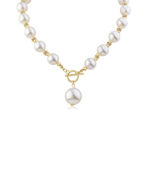 Jardin Blue Bubble Faux Pearl & Crystal Toggle Necklace