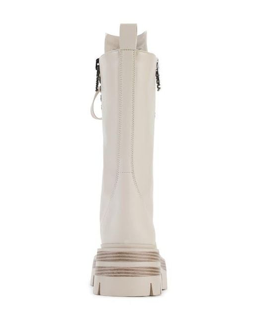 DKNY White Verika Lace-Up Lug Sole Boot