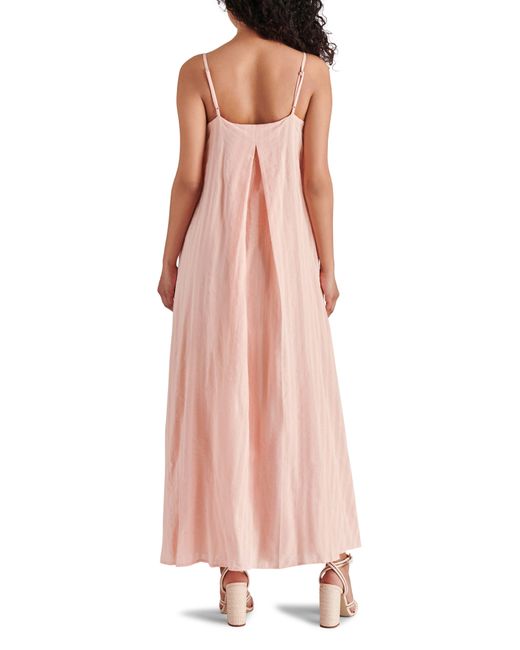 Steve Madden Pink Stripe Inverted Pleat Cotton Maxi Dress