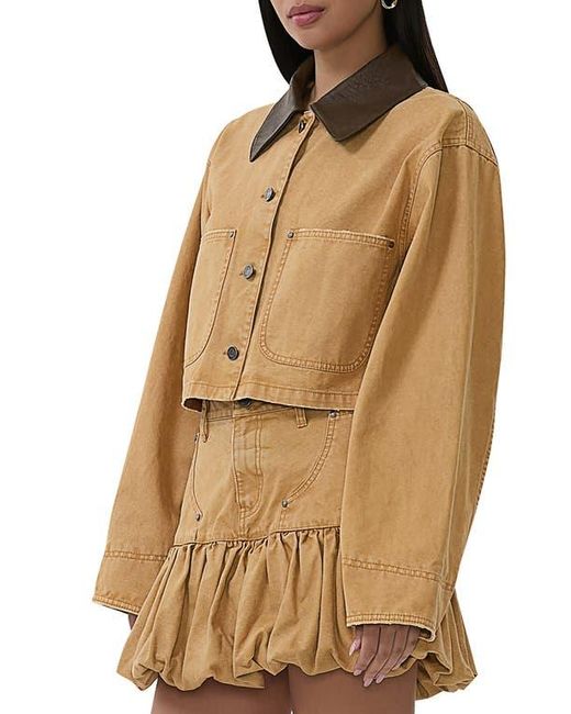 AFRM Brown Wrenley Crop Denim Jacket