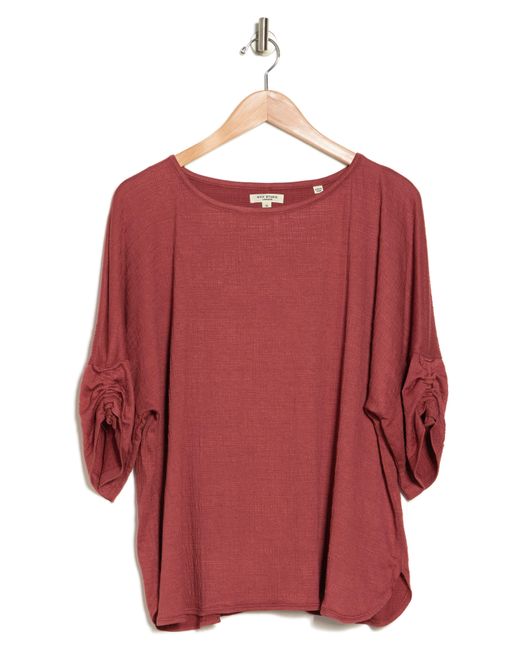 Max Studio Red Cinched Sleeve Top