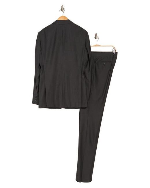 John Varvatos Gray Herringbone Two-Button Notch Lapel Wool Suit for men