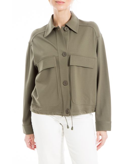 Max Studio Green Ponte Two-pocket Drawstring Jacket