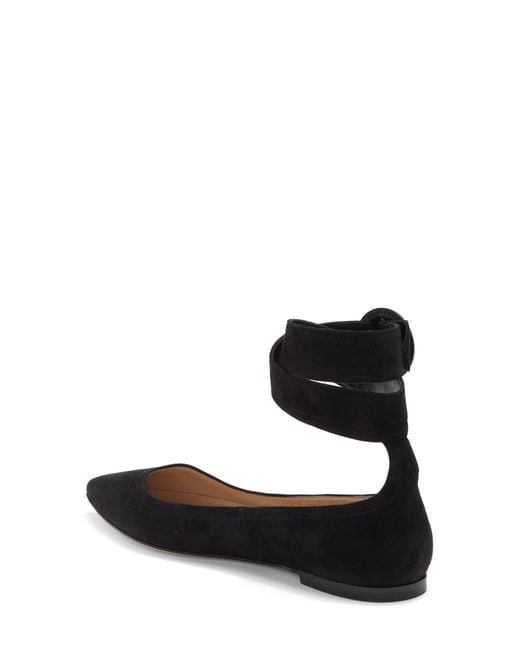 Gianvito Rossi Black Ankle Strap Pointed Toe Flat