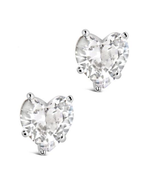 Sterling Forever White Sterling Cubic Zirconia Heart Stud Earrings