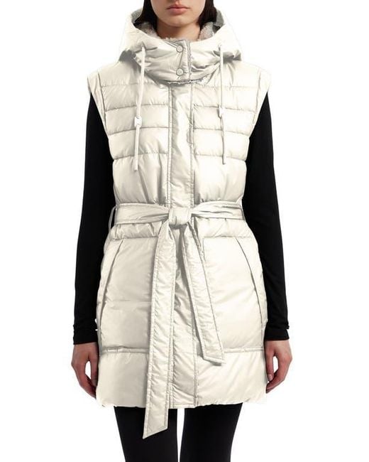 HUNTER Doby Faux Fur Lined Marshmallow Puffer Vest in Natural Lyst