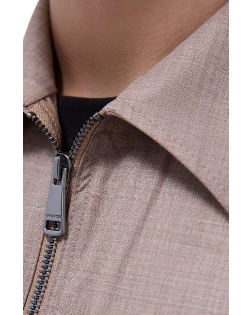 Bugatchi Brown Stretch Wool Zip Shirt Jacket for men