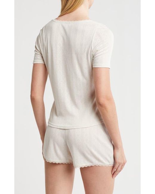 Danskin White Pointelle Stripe Pajamas
