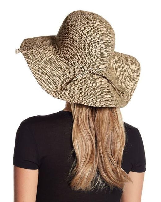 David & Young Black Floppy Woven Straw Hat with Bow