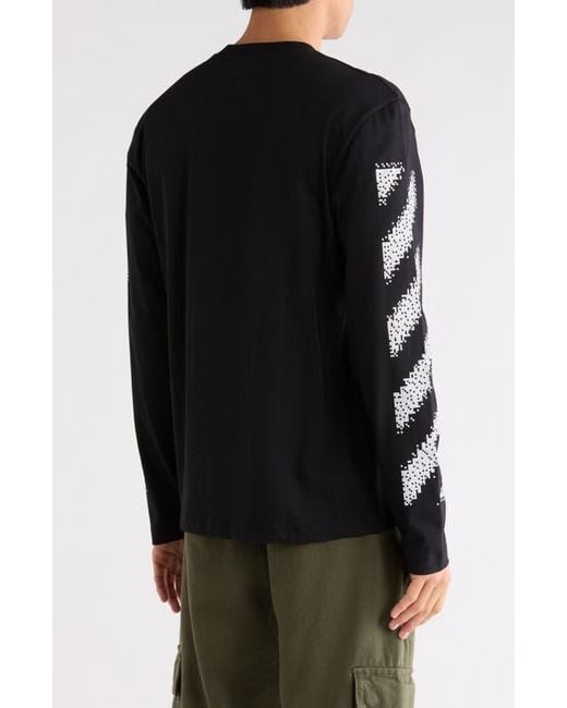 Off-White c/o Virgil Abloh Black Pixel Diagonal Skate Long Sleeve T-Shirt for men