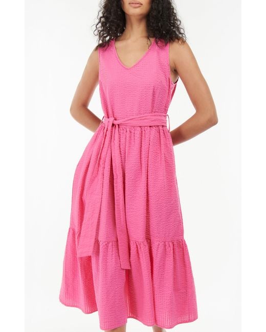 Barbour Pink Sea Daisy Cotton Seersucker Dress
