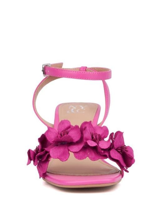 New York & Company Pink Gwendolyn Flower Strap Sandal
