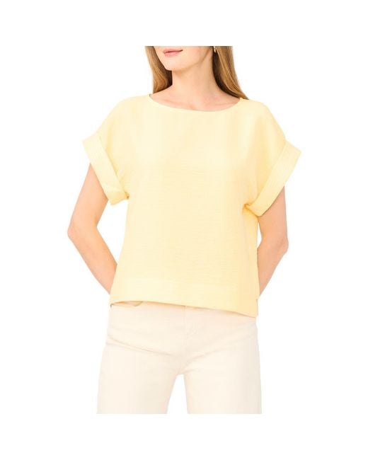 Halogen® Yellow Stitch Cuff Top