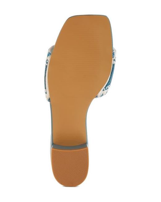 LONDON RAG Blue Vacay Babe Lake Como Beaded Slide Sandal