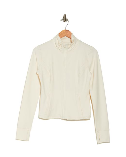 90 Degrees White Lux Slim Fitted Pleated Jacket