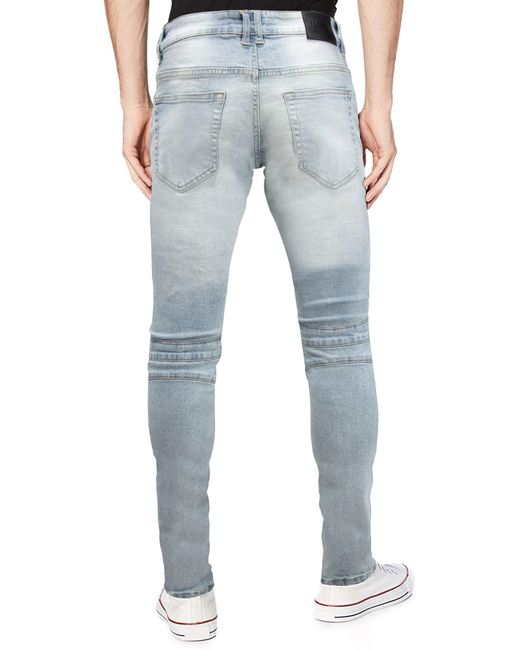 Xray Jeans Blue Raw X Moto Rip & Repair Stretch Skinny Jeans for men