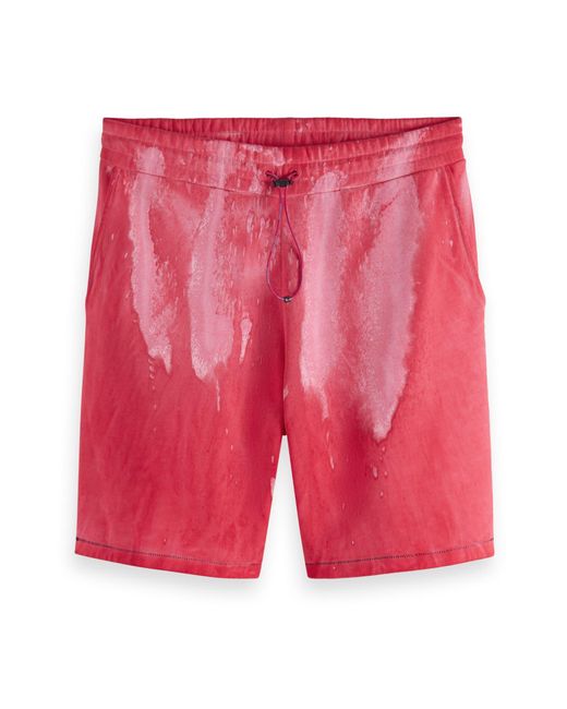 Scotch & Soda Red Oil Dye Cotton Sweat Shorts for men