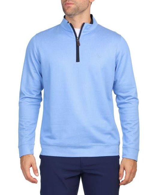 Tailorbyrd Blue Modal Blend Quarter Zip Pullover for men