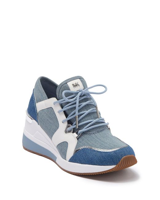 MICHAEL Michael Kors Liv Trainer Wedge Sneaker in Blue | Lyst