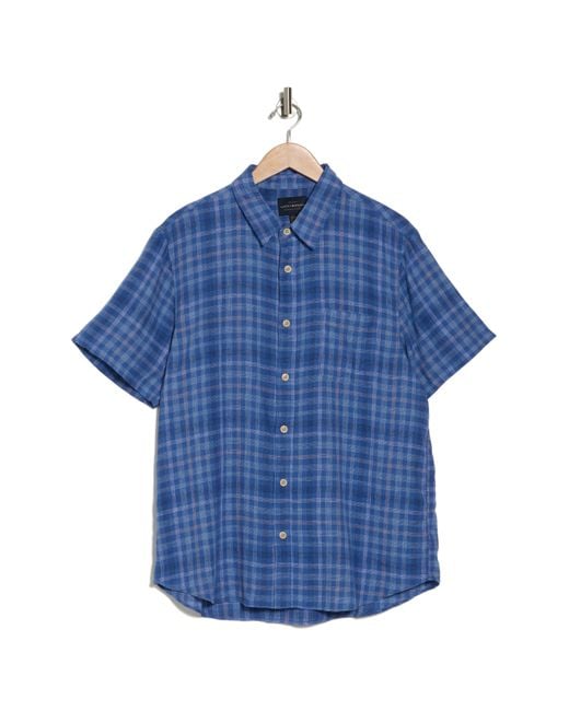Lucky Brand Blue San Gabriel Plaid Short Sleeve Button-up Shirt for men